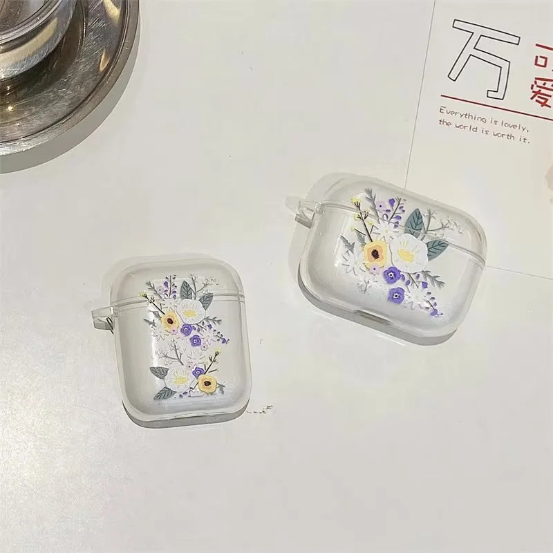 Floral Transparent AirPods Case – AirPods 1, 2 & Pro Cover Earphone Case Axl