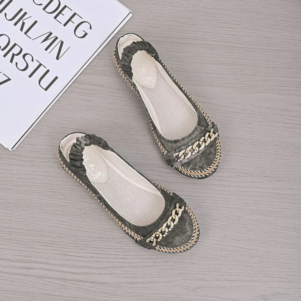 Women's Denim Flat Loafers – Slip-On Round Toe Casual Shoes Flat Loafers Axl