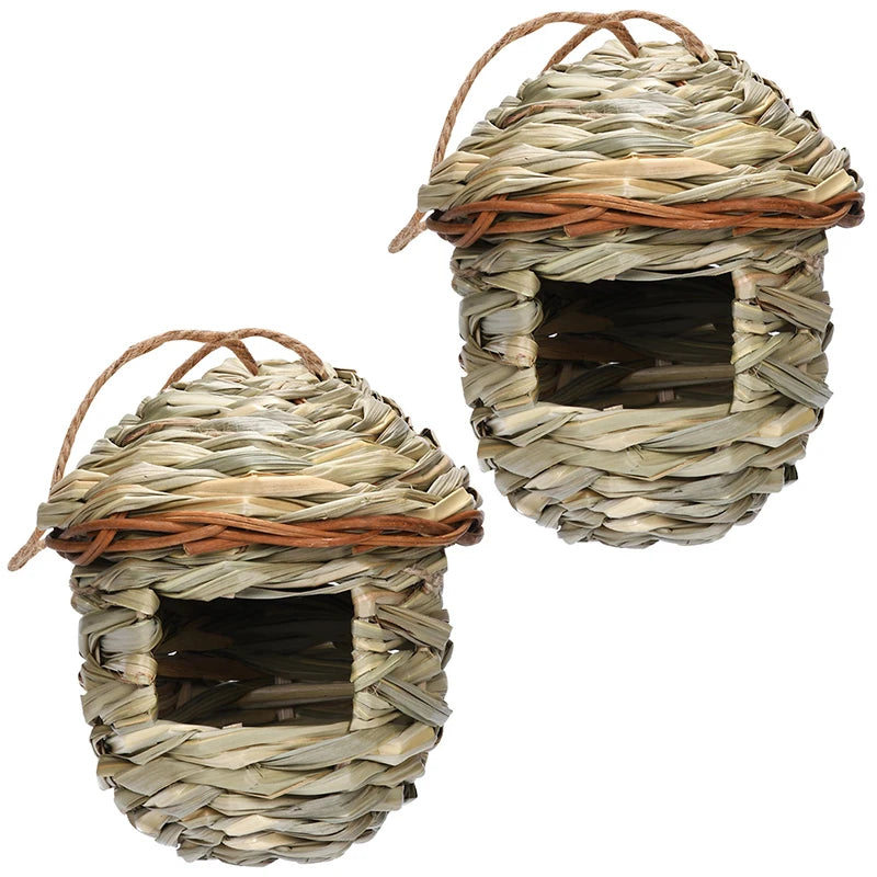 Handwoven Straw Bird Nest – Hanging Parrot Birdhouse Shelter Hanging Bird Nest Axl