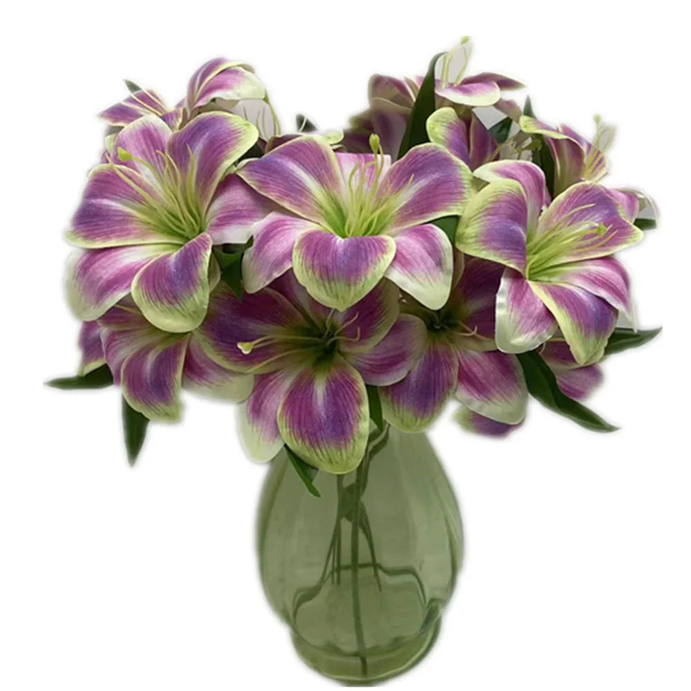 6-Pack Real Touch Artificial Day Lily Flower Stems – 3 Heads Artificial Flower Stems Axl