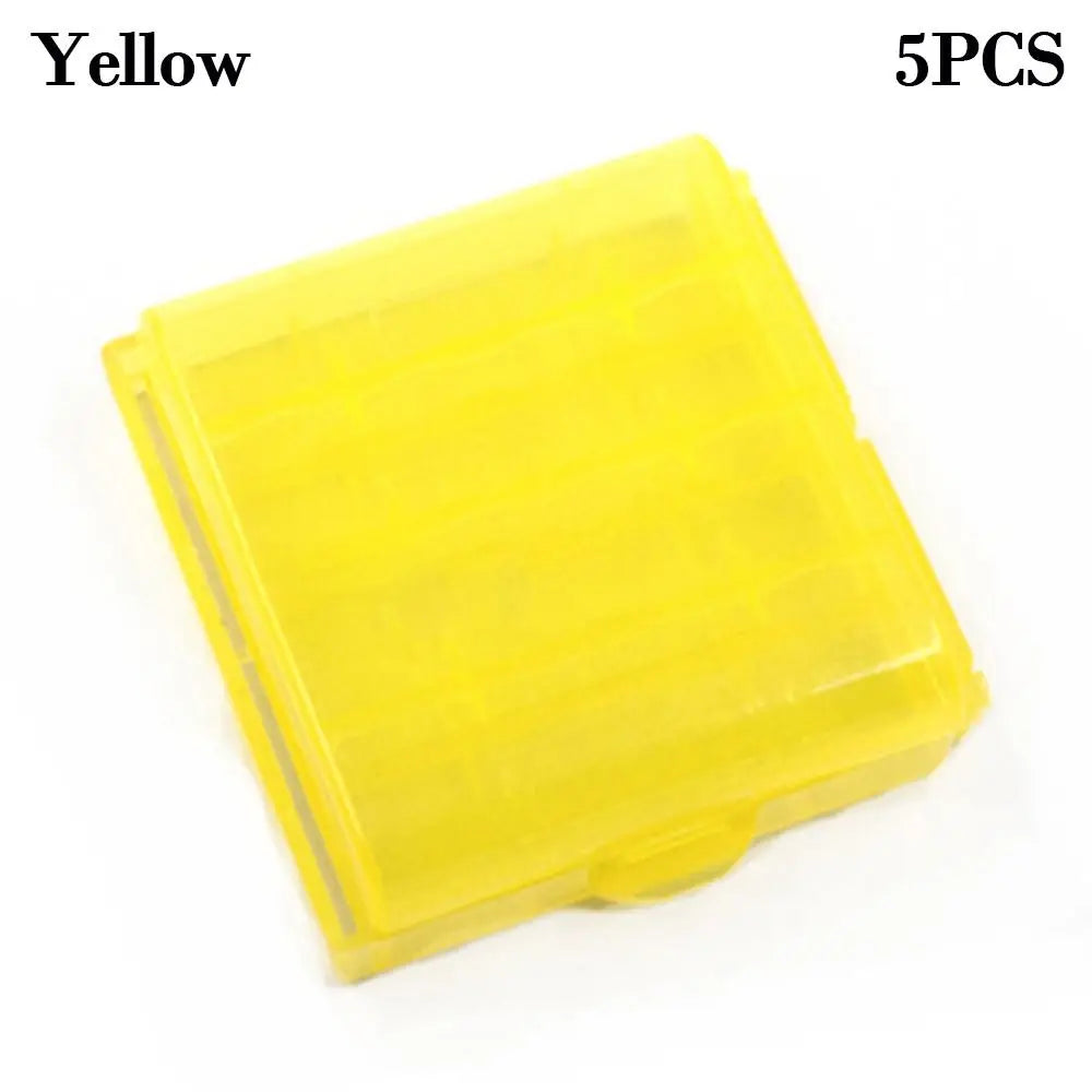 4-Battery Holder Case – AA AAA 14500 10440 Hard Plastic Box Battery Storage Case Axl Yellow 1pc