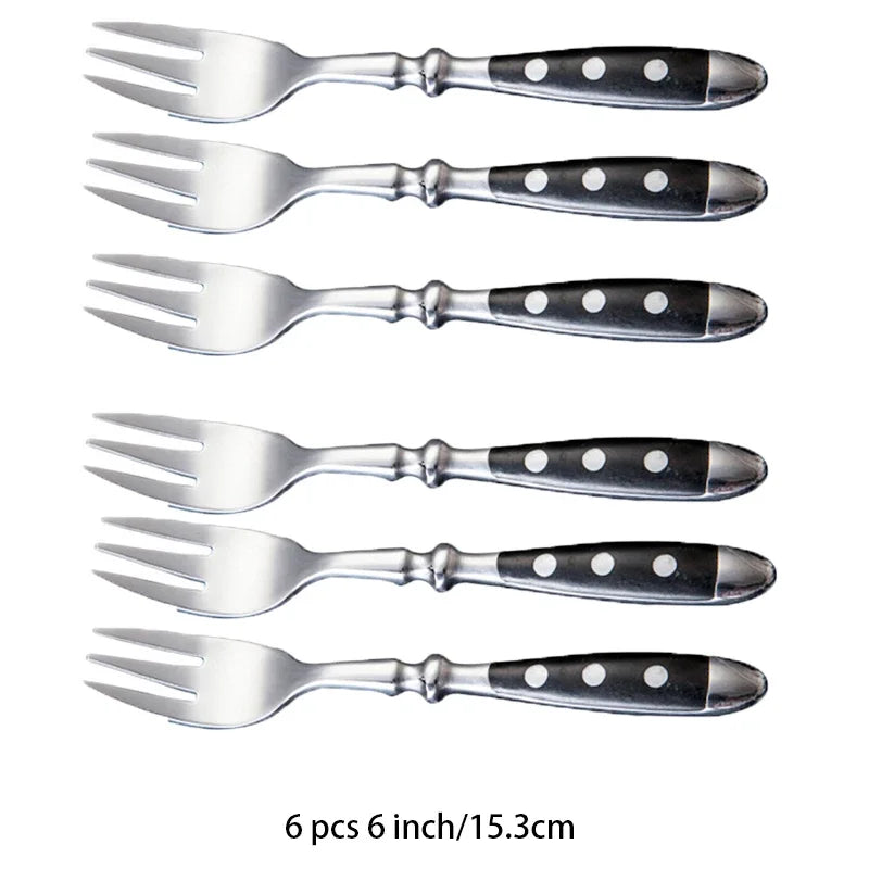 Western Stainless Steel Cutlery Set – Knives, Forks & Spoons Flatware Cutlery Set Axl 6 Pc tea fork