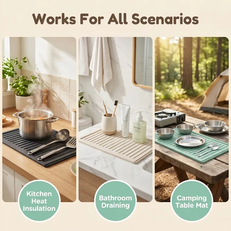 2pc Silicone Dish Drying Mats – Non-Slip & Heat Resistant Dish Drying Mat Axl