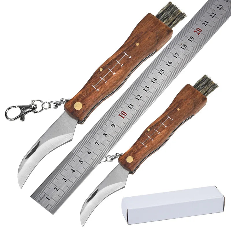 Mini Folding Mushroom Knife – Stainless Steel & Rosewood Handle Folding Pocket Knife Axl