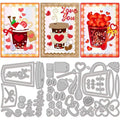 Coffee Cup Valentine's Day Cutting Dies – DIY Cards & Scrapbook Craft Cutting Dies Axl AECH04-18998