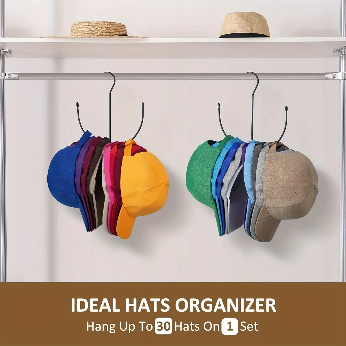 Stainless Steel Hat Rack – Holds 20+ Caps | Closet & Door Hat Rack Axl
