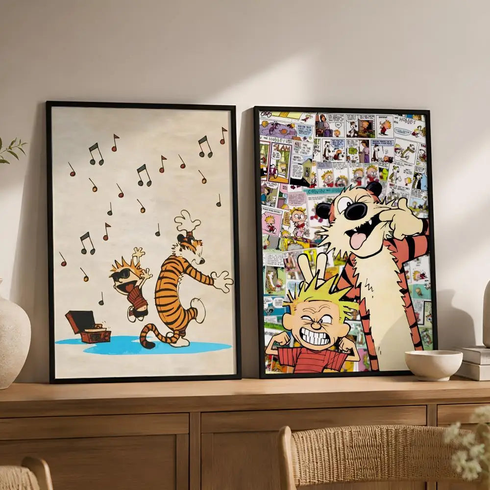 Calvin & Hobbes Waterproof PVC Wall Poster – Peel & Stick HD Art Wall Art Poster Axl