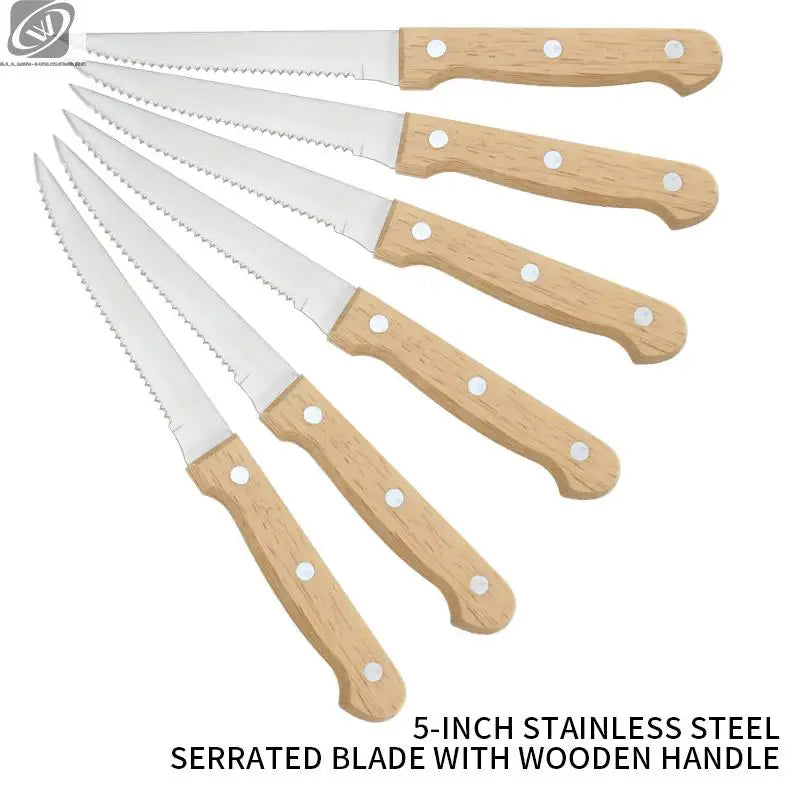 Steak Knife Set 1–8 Pcs | 420 Stainless Steel Wooden Handle Steak Knife Set Axl 6 PCS Steak Knife