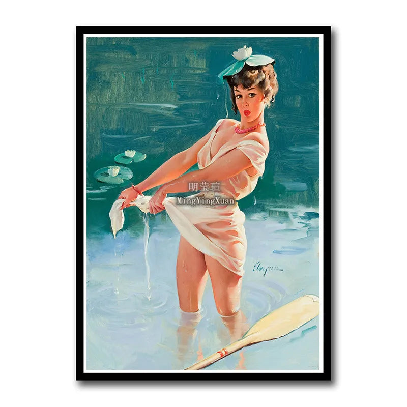 WWII Retro Girl Movie Poster – Vintage Wall Art Home Decor