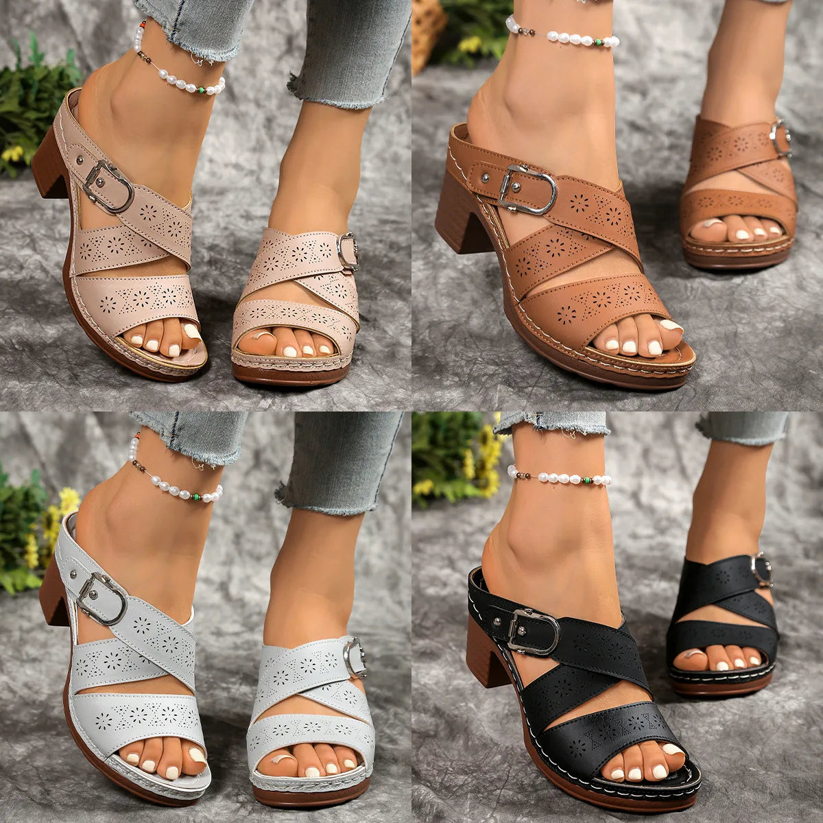 HAJINK Women's Breathable Wedge Sandals – Roman Summer Slide Women's Wedge Sandals Axl