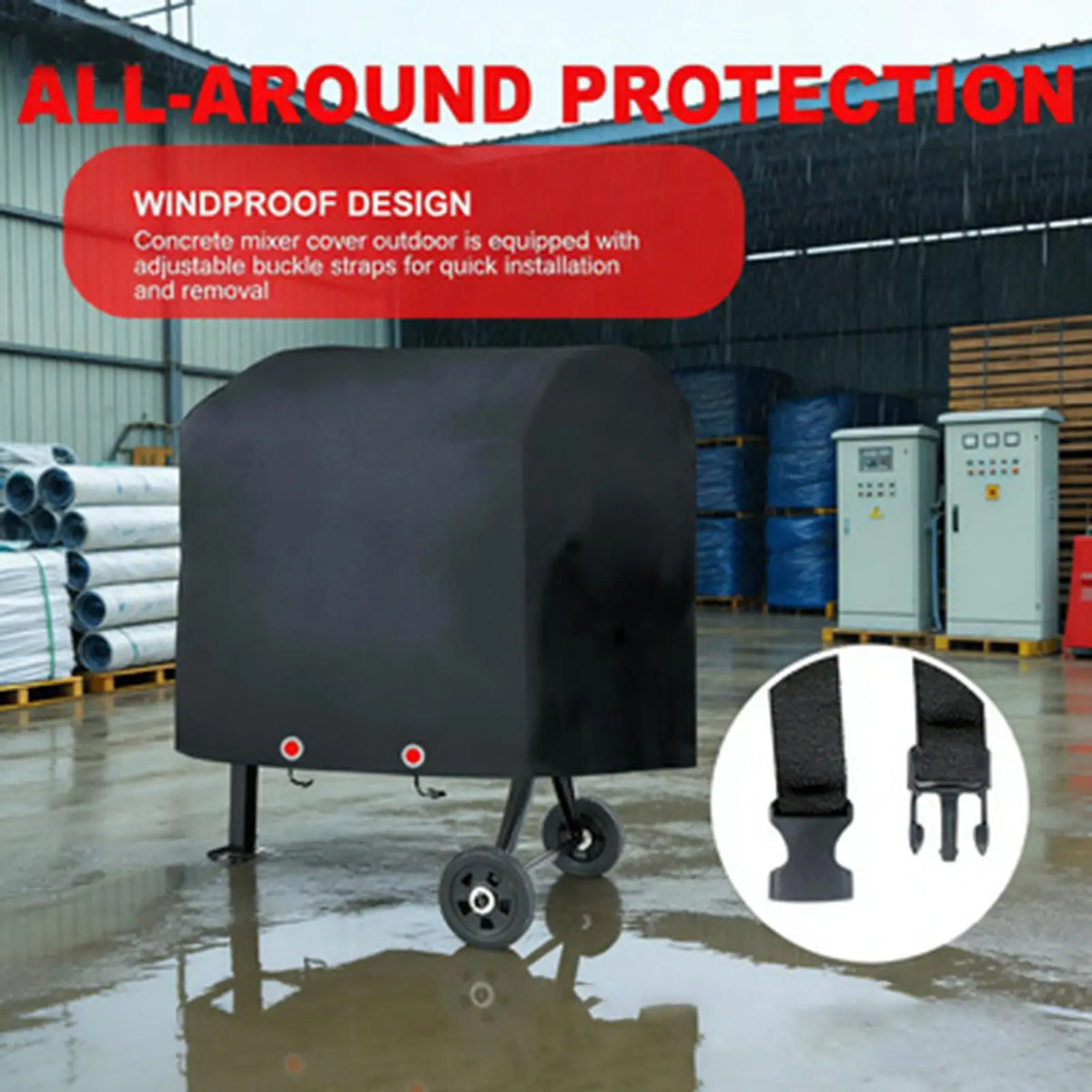 Concrete Mixer Cover – Waterproof UV Oxford Protector 130×80×110cm Equipment Protective Cover Axl
