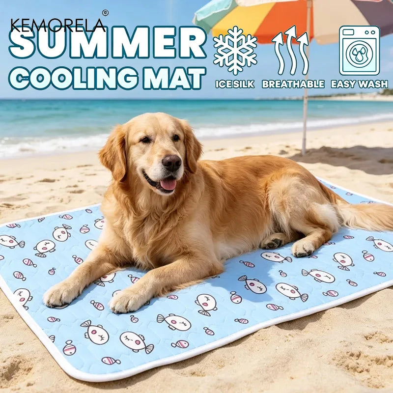 KEMORELA Cooling Pet Mat – Ice Silk Cat & Dog Summer Sleep Pad Pet Cooling Mat Axl