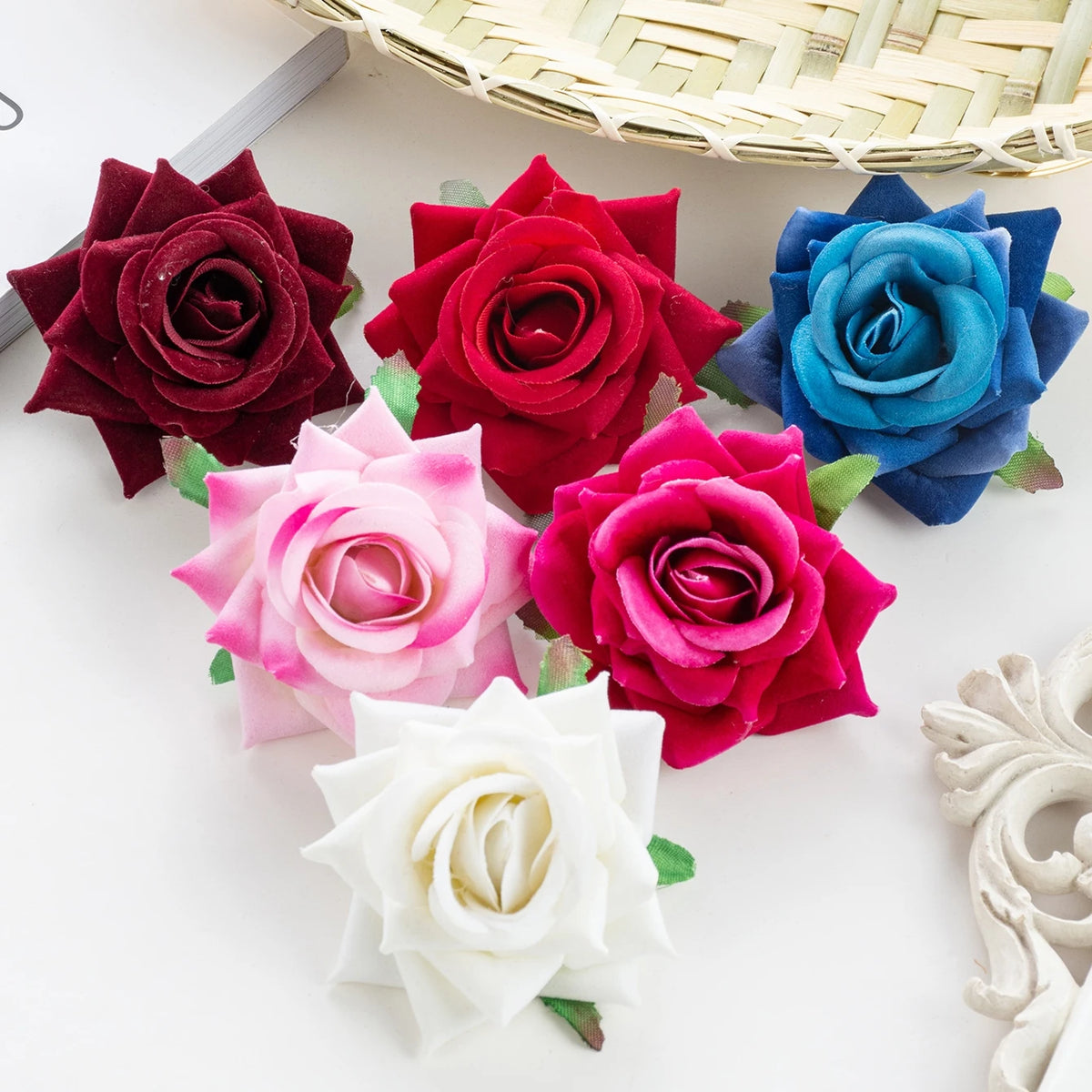 Artificial Silk Rose Flower Heads 5/10 Pcs – Wedding & DIY Decor Artificial Silk Roses Axl mix 10 pcs