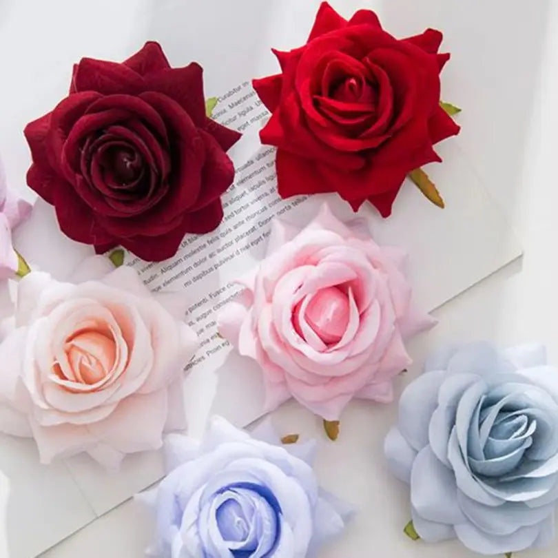 Silk Artificial Rose Flower Heads 5/10 PCS – Wedding & Home Decor Artificial Silk Flowers Axl