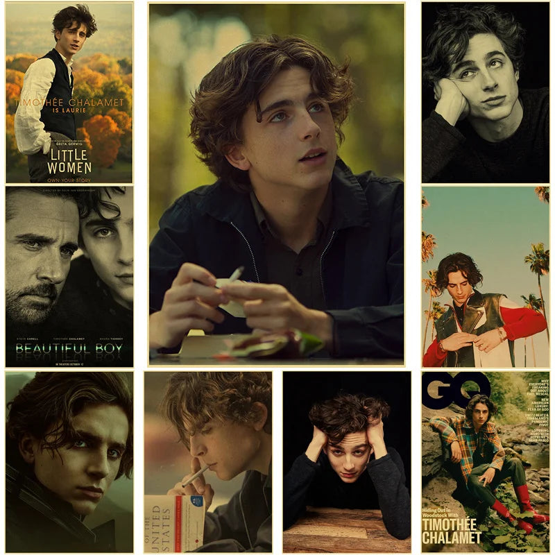 Timothée Chalamet Retro Kraft Paper Poster | Wall Art Print Wall Art Poster Axl