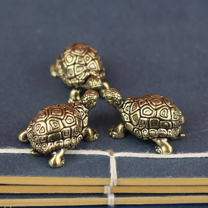Brass Turtle Figurine – Vintage Feng Shui Tortoise Ornament Decorative Figurine Axl