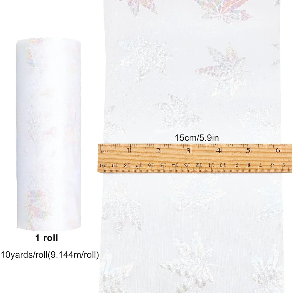 Maple Leaf Organza Tulle Ribbon Roll – 6" x 10 Yds, White Craft Tulle Ribbon Axl