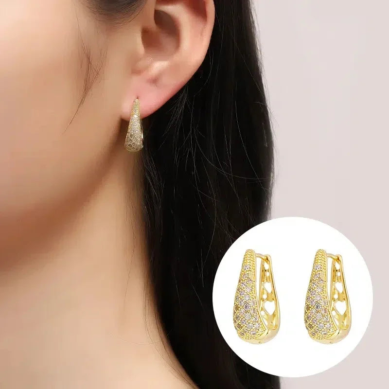 Huitan Hollow Waterdrop Hoop Earrings – CZ Wedding Jewelry Hoop Earrings Axl