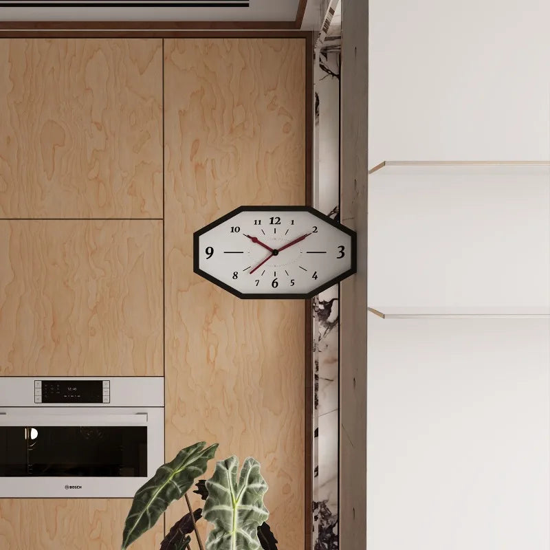 Double-Sided Silent Wall Clock – Minimalist Wood Quartz Decor Wall Clock Axl