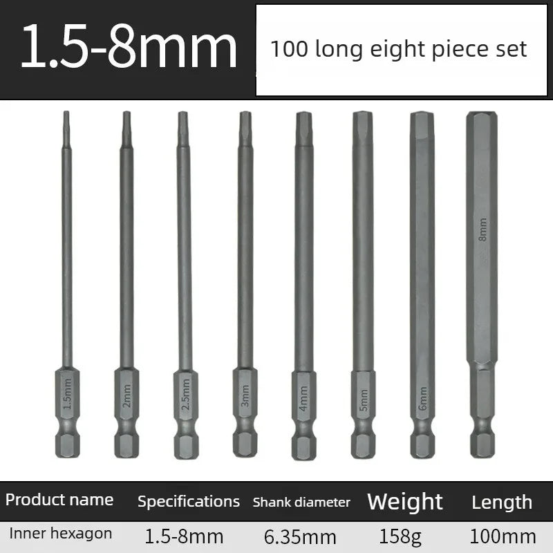 100mm Metric Hex Allen Drill Bits Set – Hexagonal Screwdriver Hex Drill Bit Set Axl