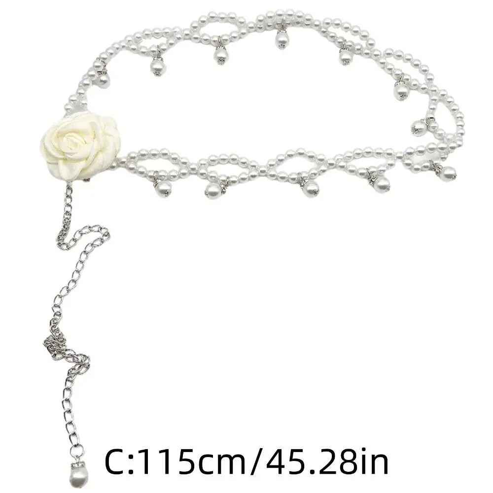 Elegant Pearl Waist Chain Belt for Women – Dress Strap Pearl Waist Belt Axl