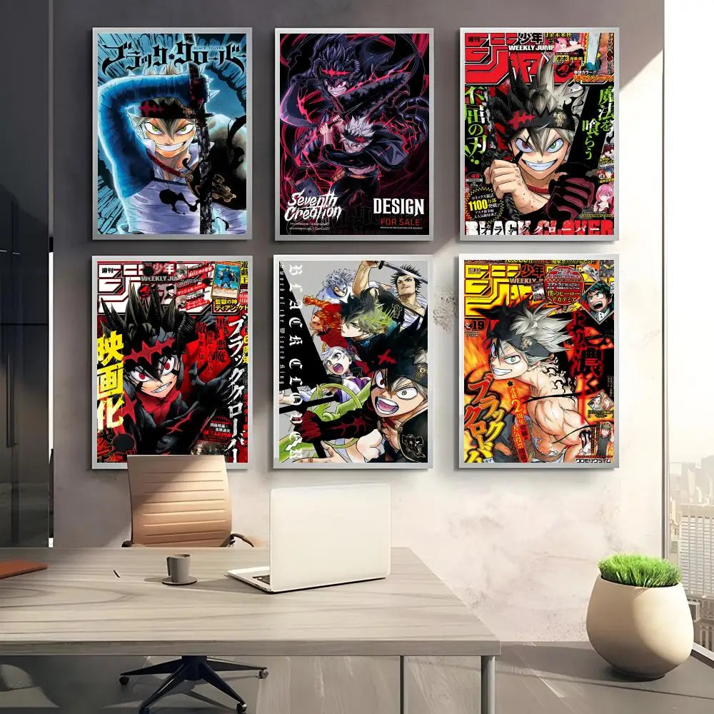 Black Clover Anime Self-Adhesive Wall Poster Art Sticker Anime Wall Poster Axl