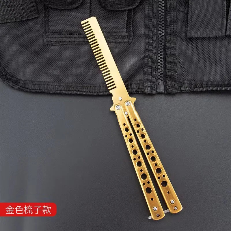 Folding Butterfly Comb – Stainless Steel Beard & Hair Styling Folding Butterfly Comb Axl D