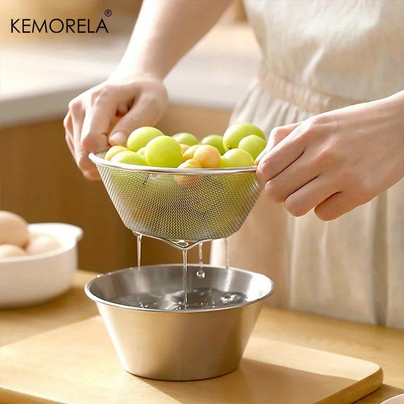 KEMORELA 2-in-1 Stainless Steel Colander & Strainer Set Colander & Strainer Axl