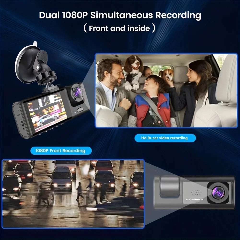 1080P Dual Lens Dash Cam – Front & Interior IR Night Vision DVR Dual Lens Dash Cam Axl