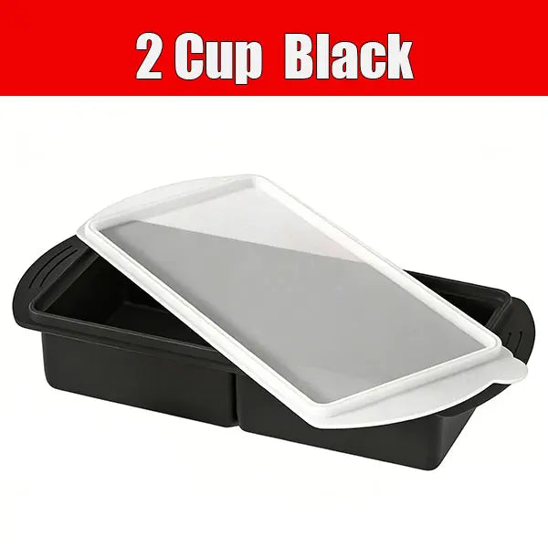 Silicone Freezer Tray with Lid – Large Soup & Broth Cube Mold Silicone Freezer Tray Axl 2 Cup Black