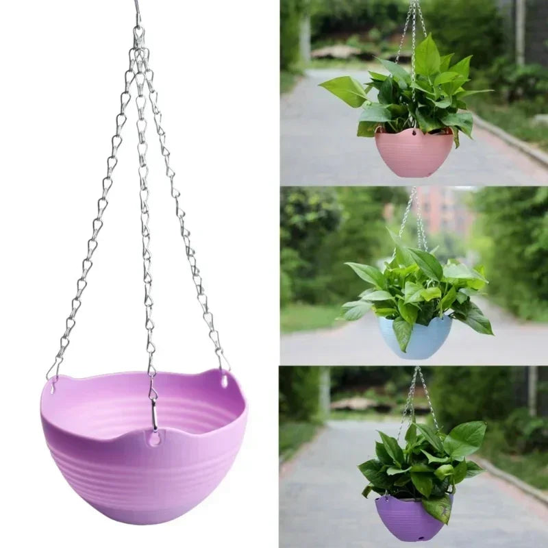 Hanging Flower Pot with Chain Basket – Plastic Planter Hanging Planter Pot Axl