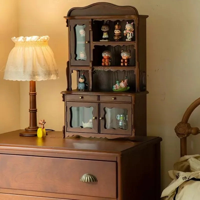 Vintage 4-Tier Solid Wood Desktop Organizer Shelf & Storage Cabinet Wood Storage Shelf Axl
