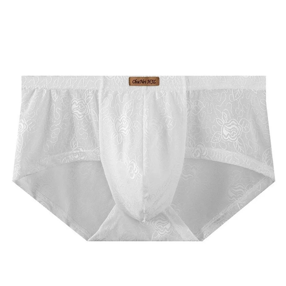 Men's Ice Silk Mesh Briefs – Ultra-Thin Lace Underwear L–4XL Men's Briefs Axl White 1XL