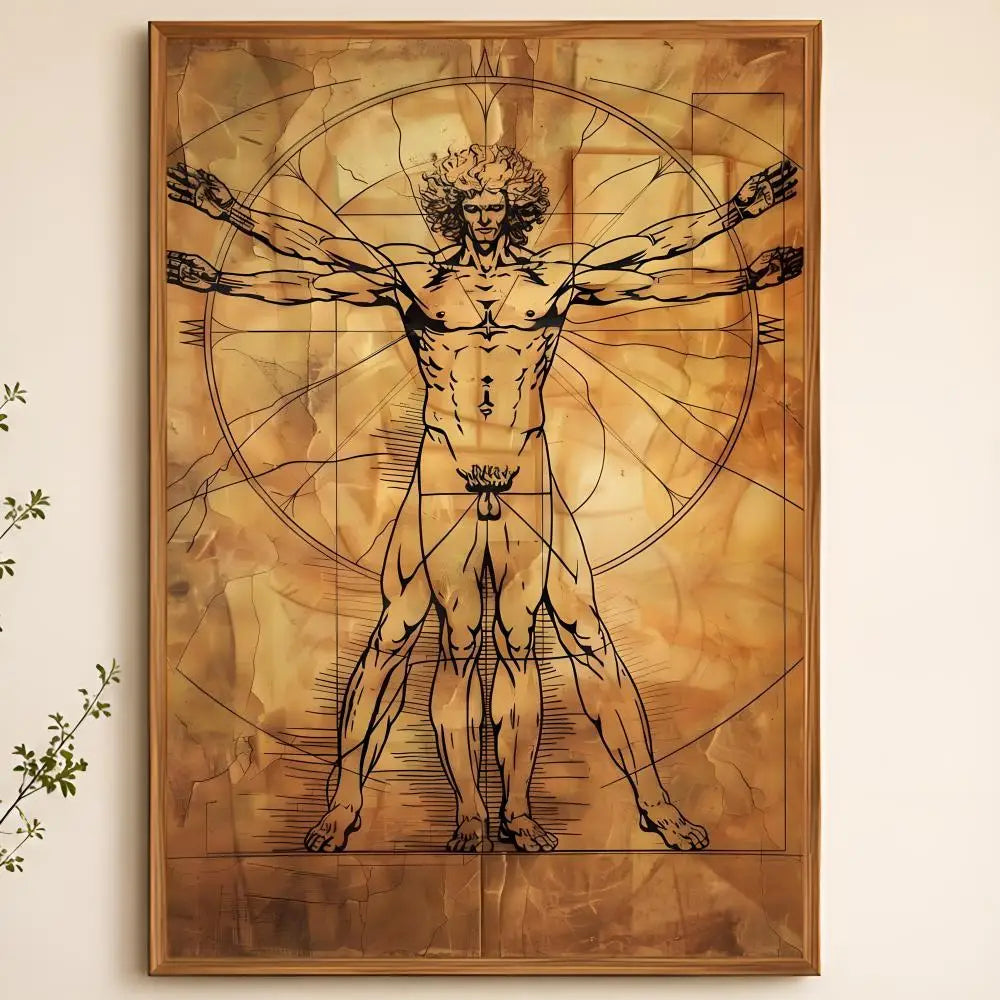 Vitruvian Man Peel-and-Stick PVC Wall Poster – HD Art Print Wall Art Poster Axl White07 60X90cmNoframe