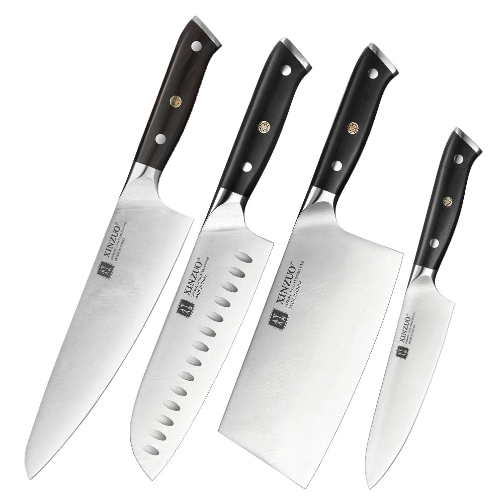 XINZUO Yu 8-Piece Knife Set | 1.4116 Steel & Ebony Handle Kitchen Knife Set Axl 4pcs Knife Set