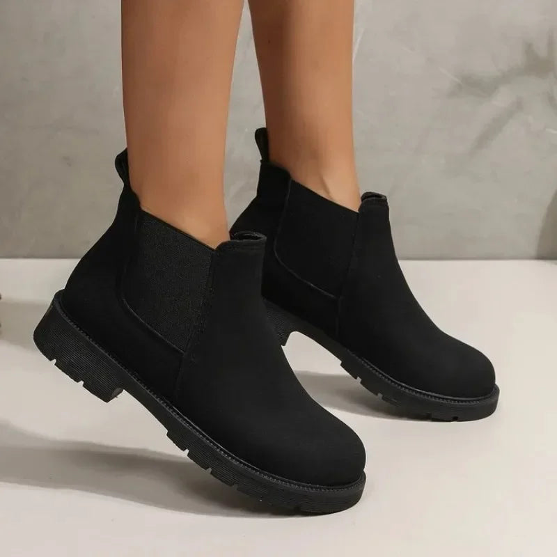 Women's Suede Chelsea Ankle Boots – Chunky Platform Slip-On Chelsea Ankle Boots Axl