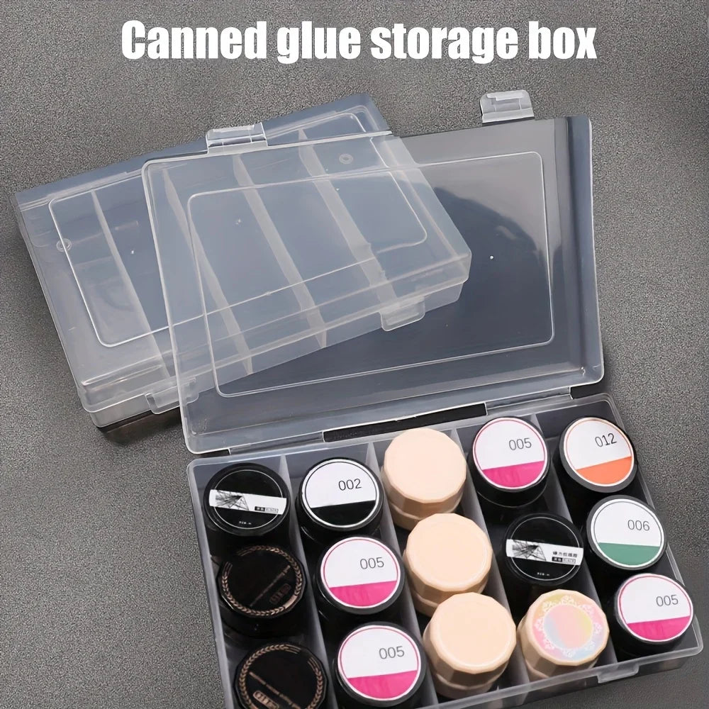 Transparent Nail Polish & Glue Storage Box – 5 Compartments Nail Polish Organizer Axl