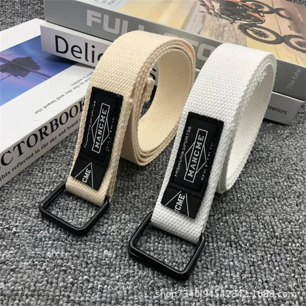 Nylon Canvas Double Ring Belt – Unisex Adjustable Waistband Canvas Fashion Belt Axl