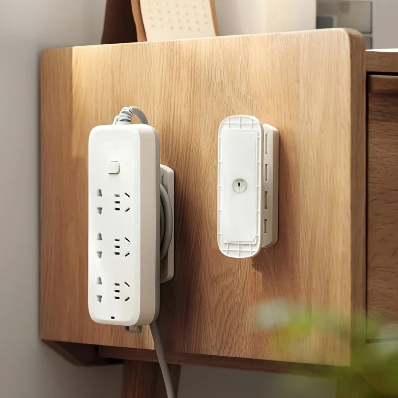 Wall Mount Power Strip Holder – No-Drill Socket Organizer Cable & Cord Organizer Axl