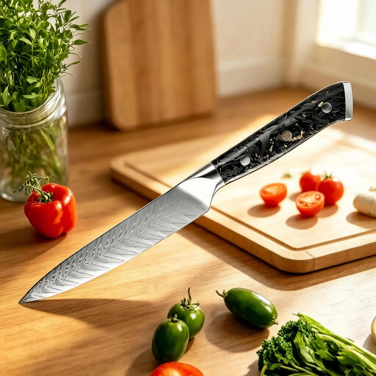 5-Inch VG10 Damascus Steel Paring Knife – Fruit & Veg Damascus Paring Knife Axl