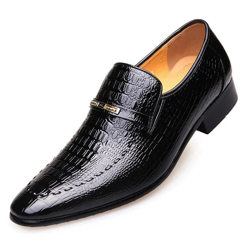 YBQJOO Men's PU Leather Slip-On Oxford Dress Shoes Oxford Dress Shoes Axl black 40
