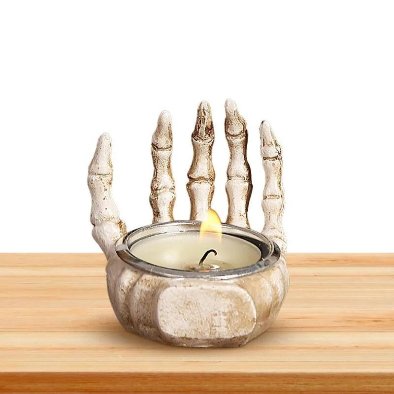 Halloween Resin Skull Candle Holder – Gothic Table Decor Skull Candle Holder Axl