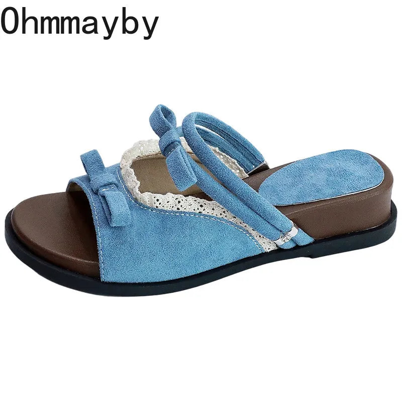 Women's Floral Butterfly-Knot Wedge Slippers | Summer Sandals Wedge Slippers Axl