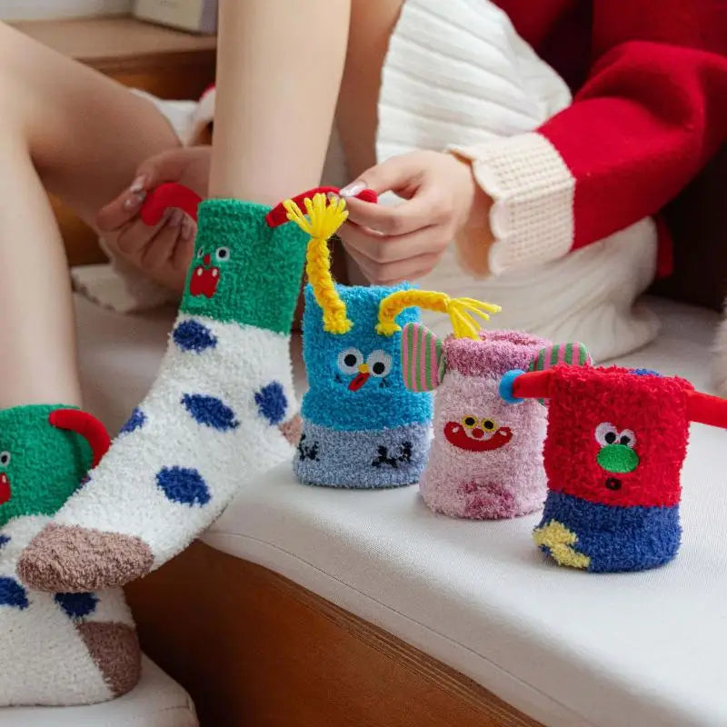 Women's Fluffy Coral Fleece Socks – 3D Dog Ear Cartoon Design Novelty Fluffy Socks Axl