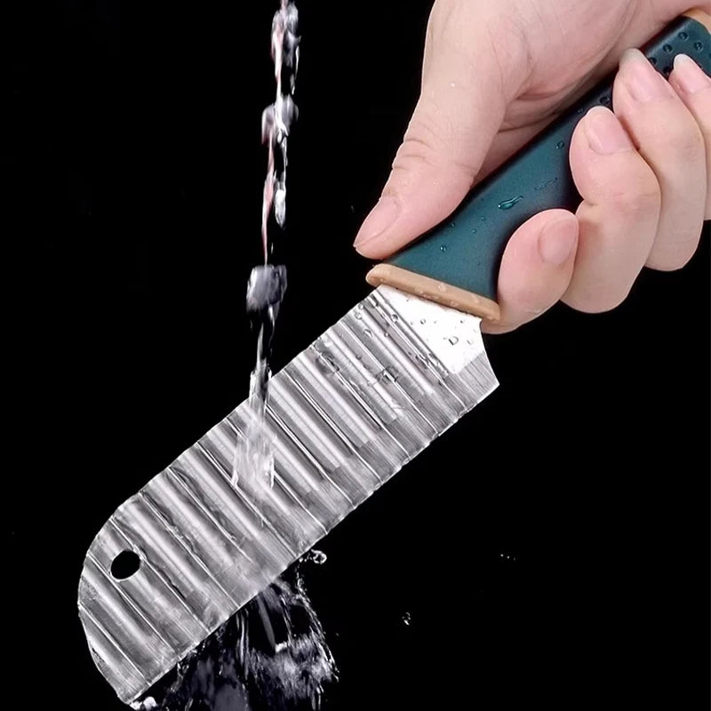 Stainless Steel Crinkle Cut Knife – Wavy Fry & Veggie Slicer Crinkle Cut Slicer Axl