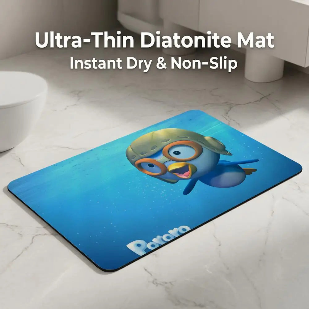 Pororo Penguin Diatomite Bath Mat – Quick Dry & Non-Slip Diatomite Bath Mat Axl