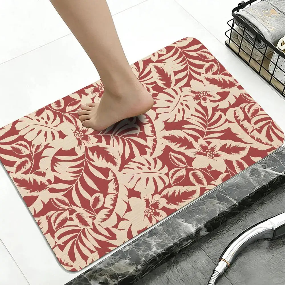 Hawaiian Leaf Diatomite Bath Mat – Quick Dry & Non-Slip Diatomite Bath Mat Axl