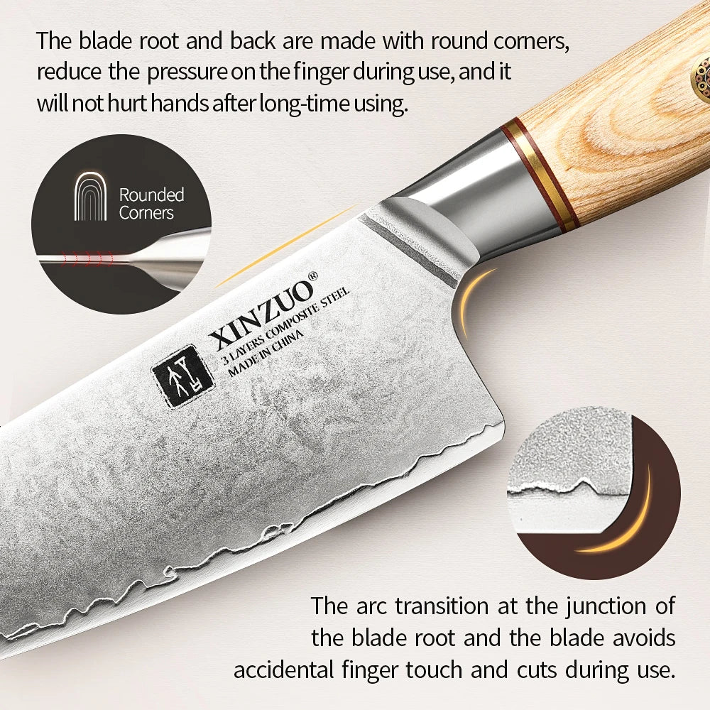XINZUO 8.5" Japanese Chef Knife – 10Cr15CoMoV Steel Pakkawood Chef Knife Axl