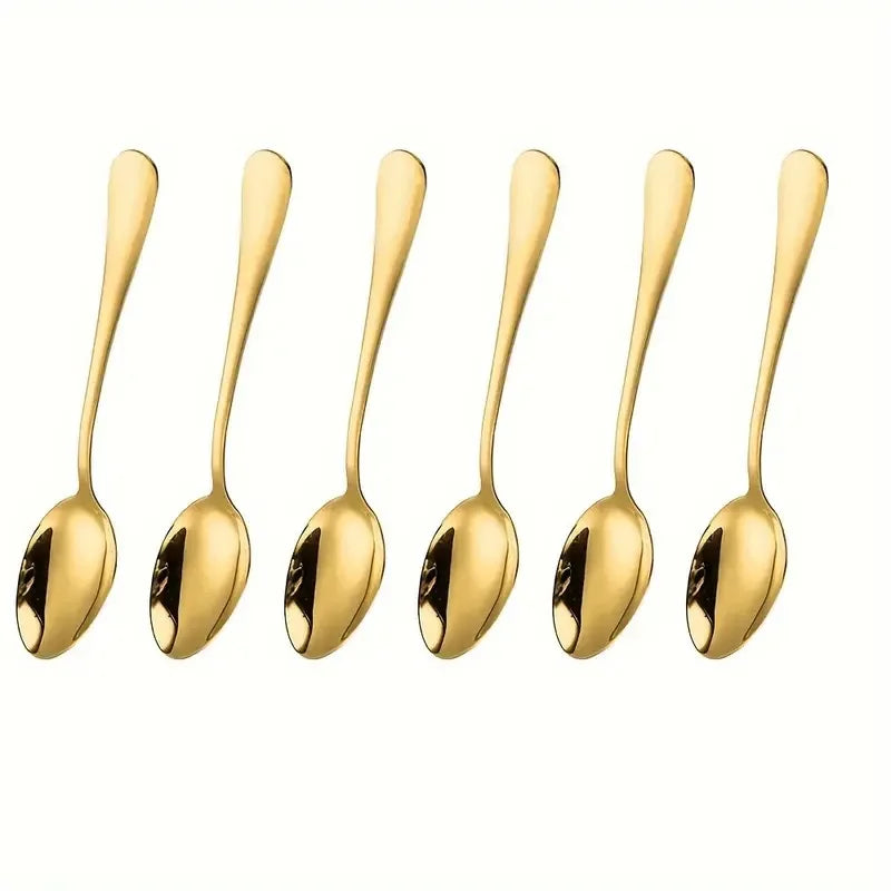 6-Piece Gold Stainless Steel Teaspoons – Coffee Spoon Set Teaspoon Set Axl
