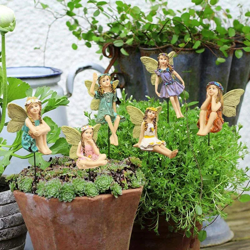 6-Piece Miniature Fairy Figurines Set – Fairy Garden Decor Garden Figurine Set Axl